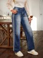 SHEIN LUNE Washed Straight Leg Jeans