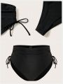 SHEIN Leisure Plus Size Drawstring Swimwear Bottoms With Side Ties