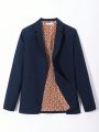 SHEIN Teenage Boys' Casual & Comfortable Fitted Solid Color Blazer