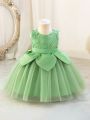 Young Girl's Floral Embroidery Mesh Ball Gown Dress For Special Occasions