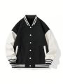 Men'S Color Block Striped Edged Button-Front Jacket