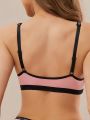 Women's Wireless Bra With Letter Pattern And Cross Detail