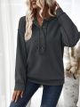 Women's Button Front Half Placket Long Sleeve Sweatshirt