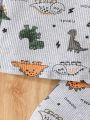SHEIN Kids QTFun Little Boys' Dinosaur Printed Letter Long Sleeve T-shirt And Pants Two Piece Set