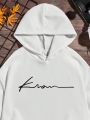Teen Boy Loose Fit Casual Hoodie With Letter Print, Suitable For Autumn And Winter