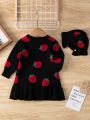 Baby Girl Strawberry Pattern Sweater Dress