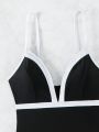 SHEIN Swim Basics Colorblock One-Piece Swimsuit