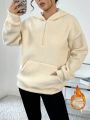 Solid Color Hooded Fleece Sweatshirt