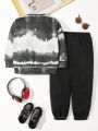 SHEIN Boys' Casual Round Neck Sweatshirt And Sports Pants Set