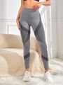 Striped Print Wideband Waist Sports Leggings