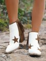 Styleloop Vintage Western Style Stitching Five-pointed Star & Tassel Design Cowboy Boots For Farm, Riding, Motorcycle, Etc.