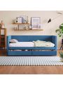 Twin Size Corduroy Daybed with Two Drawers and Wood Slat