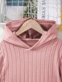 2pcs/set Teen Girls' Long Sleeve Hooded Sweatshirt With Asymmetric Hem & Pants Set