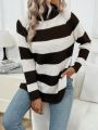 SHEIN LUNE Leisure Women's Color Block Drop Shoulder Sweater