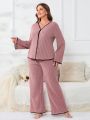 Plus Contrast Binding Button Front PJ Set