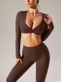 Seamless High Stretch Yoga Exercise Suit With Hollow Out Back Design For Women