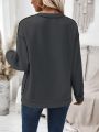 Women's Button Front Half Placket Long Sleeve Sweatshirt