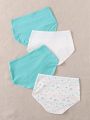 4pack Cartoon & Letter Graphic Panty Set