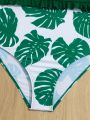 Tween Girls' Random Tropical Printed Ruffle Trim Monokini