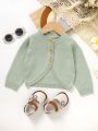 Infant Button Up Cardigan With Irregular Hem