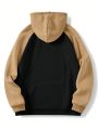 Men's Plus Size Color block Hoodie With Text Pattern