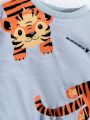 2-Pack Baby Multi-Color Cute Tiger Print Sweatshirt And Sweatpants Set, Long-Sleeved Trousers Spring And Autumn Sweatshirt Set, Soft, Comfortable And Casual