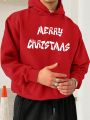 Men'S Hooded Christmas Slogan Printed Sweatshirt