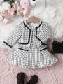 Fashionable Baby Girls' Small Dress + Coat Set