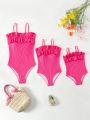 One Piece Swimsuit With Ruffled Decorated Shoulder Straps