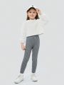 SHEIN Young Girl 2pcs Ribbed Knit Sweater Pants