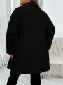 SHEIN CURVE+ Plus Lapel Neck Double Breasted Overcoat