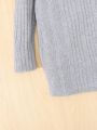 SHEIN Kids EVRYDAY Tween Girl 2pcs Ribbed Knit Hooded Dress