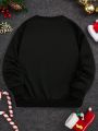 Tween Boy 1pc Christmas Print Thermal Lined Sweatshirt