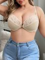 Plus Size Lace Splicing Front Closure Bra With Underwire