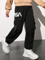 SHEIN Kids HYPEME Tween Boy Letter Graphic Push Buckle Detail Flap Pocket Side Cargo Pants