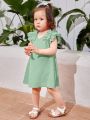 SHEIN Baby Girl's Dress With Small Angel Sleeves, Elegant Style