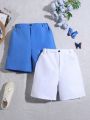 SHEIN Kids EVRYDAY Solid Color Casual Shorts For Tween Boys