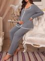 Maternity Concave And Convex Edge Casual Pajama Set