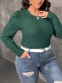 SHEIN Frenchy Plus Size Women's Bubble Sleeve Hole Stripe T-shirt