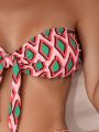 SHEIN Swim Mod Printed Twist Bikini Set