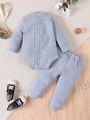 Baby Boy Solid Button Front Bodysuit & Sweatpants