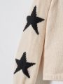 Girls' Star Pattern Cardigan Sweater For Toddler