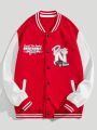 ROMWE Street Life Men's Color-blocked Jacket With Car, Letter, And Character Pattern