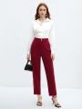 SHEIN BIZwear Ladies' Solid Color Slim Fit Cropped Pants