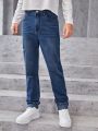 SHEIN Teen Boy Ripped Straight Leg Jeans