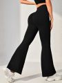 Solid Flare Leg Sports Pants