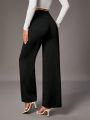 SHEIN Tall Solid Color High Waisted Straight Trousers