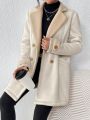 SHEIN Frenchy Faux Shearling Lined Double Breasted Coat