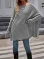 SHEIN LUNE Solid Drop Shoulder Oversized Sweater