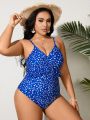 SHEIN Swim Vcay Plus Size Women'S Floral Print One-Piece Swimsuit With Spaghetti Straps